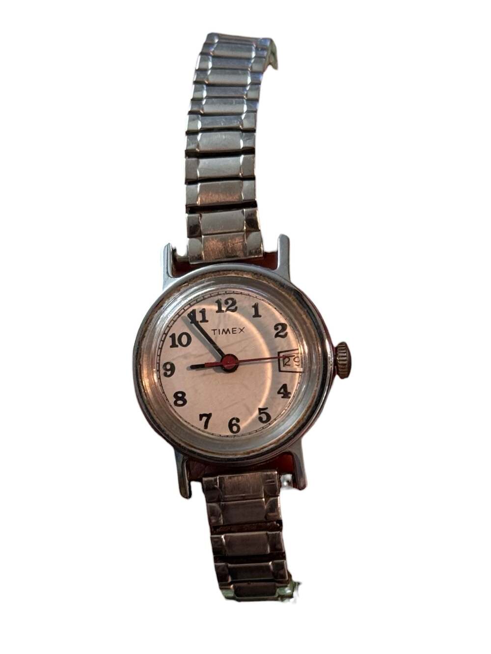 Vintage Timex Womens Mechanical Manual Wind-Up Watch Silver Tone Speidel Band